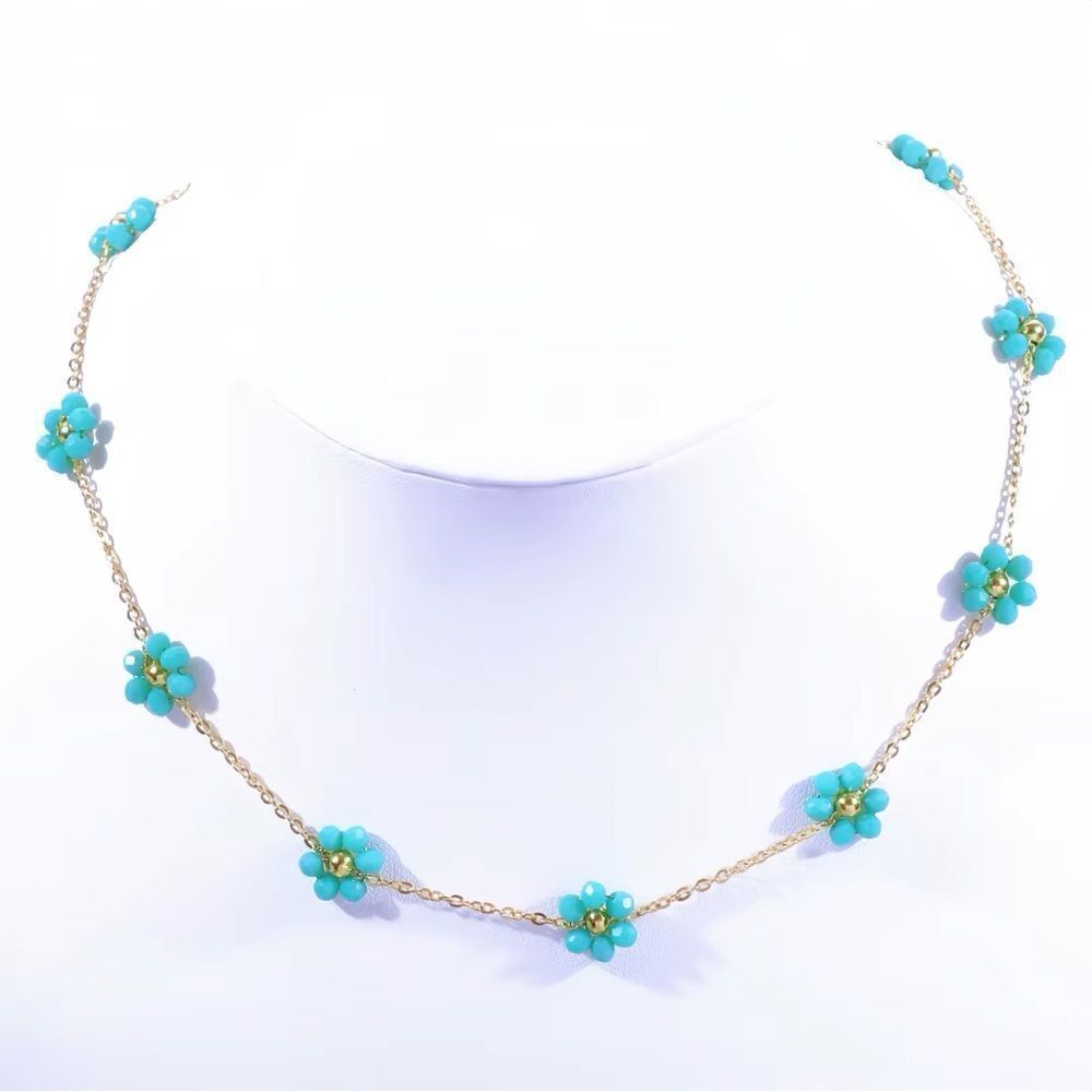 Floral Blue Necklace Q55